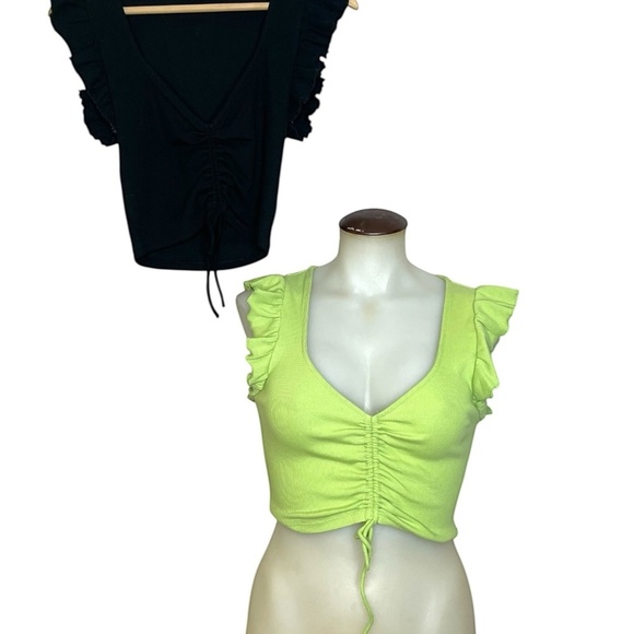 2 Bundle Crop Zara Tops Front Rouching - Picture 4 of 9